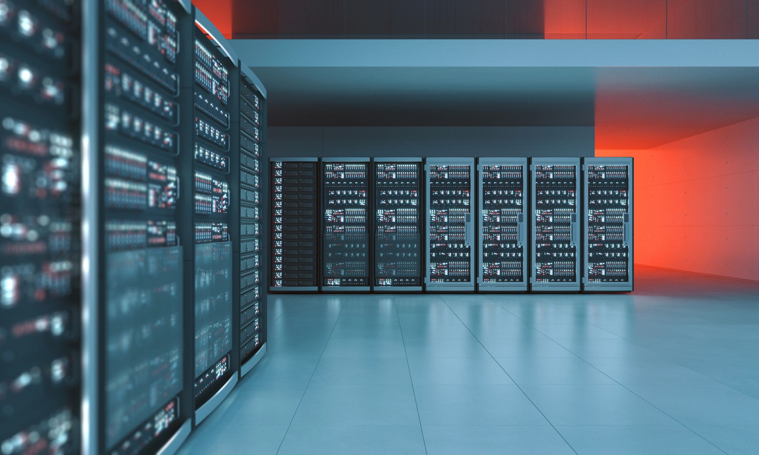 Modern data center servers representing cloud AI operations